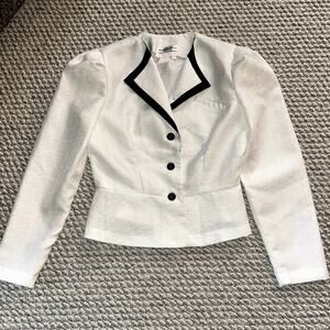 BLAZER button up white audrey celine size small formal officewear corpcore